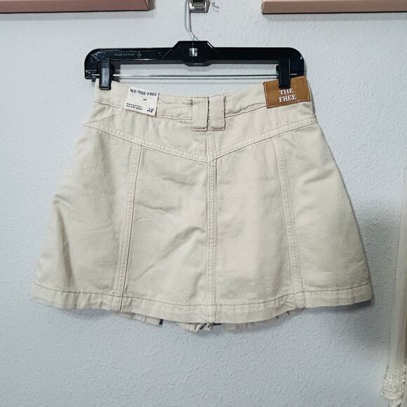 NEW Free People We the Free Midnight Sun Skort Mid Rise Beige 28 Twofer Rigid - Picture 3 of 7